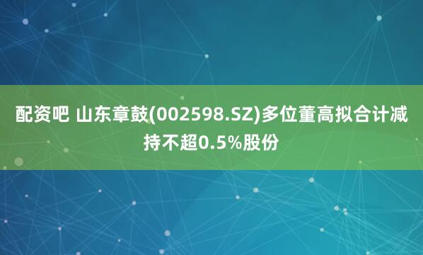 配资吧 山东章鼓(002598.SZ)多位董高拟合计减持不超0.5%股份